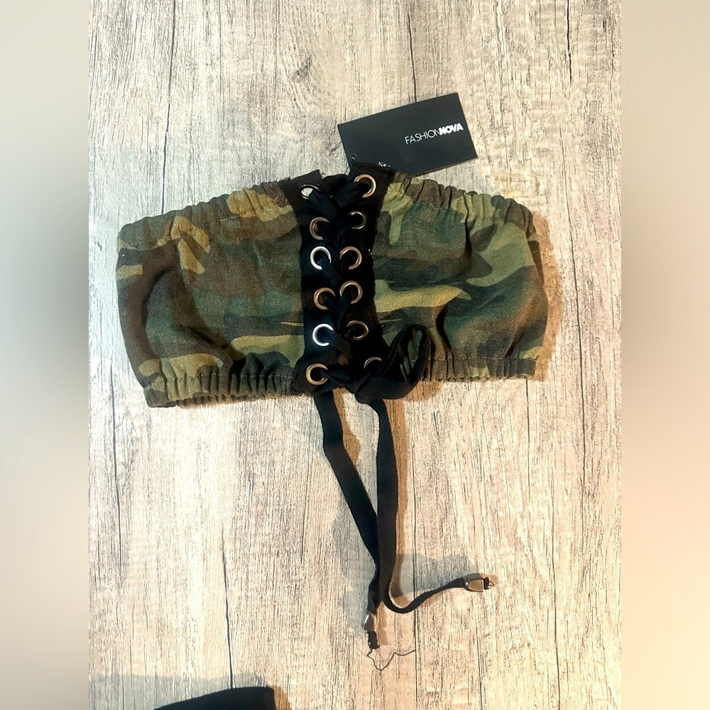 NWT Fashion Nova Camo Bandeau Size XS
